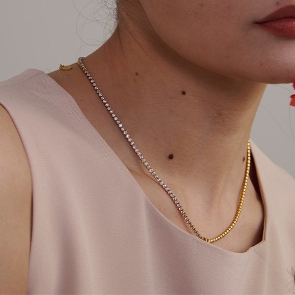 ^NEW 18K Gold Plated 2CT Solitaire Diamond Round Diamond Chain Necklace - Picture 2 of 8